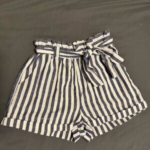 SHEIN Blue and White Striped Women Shorts